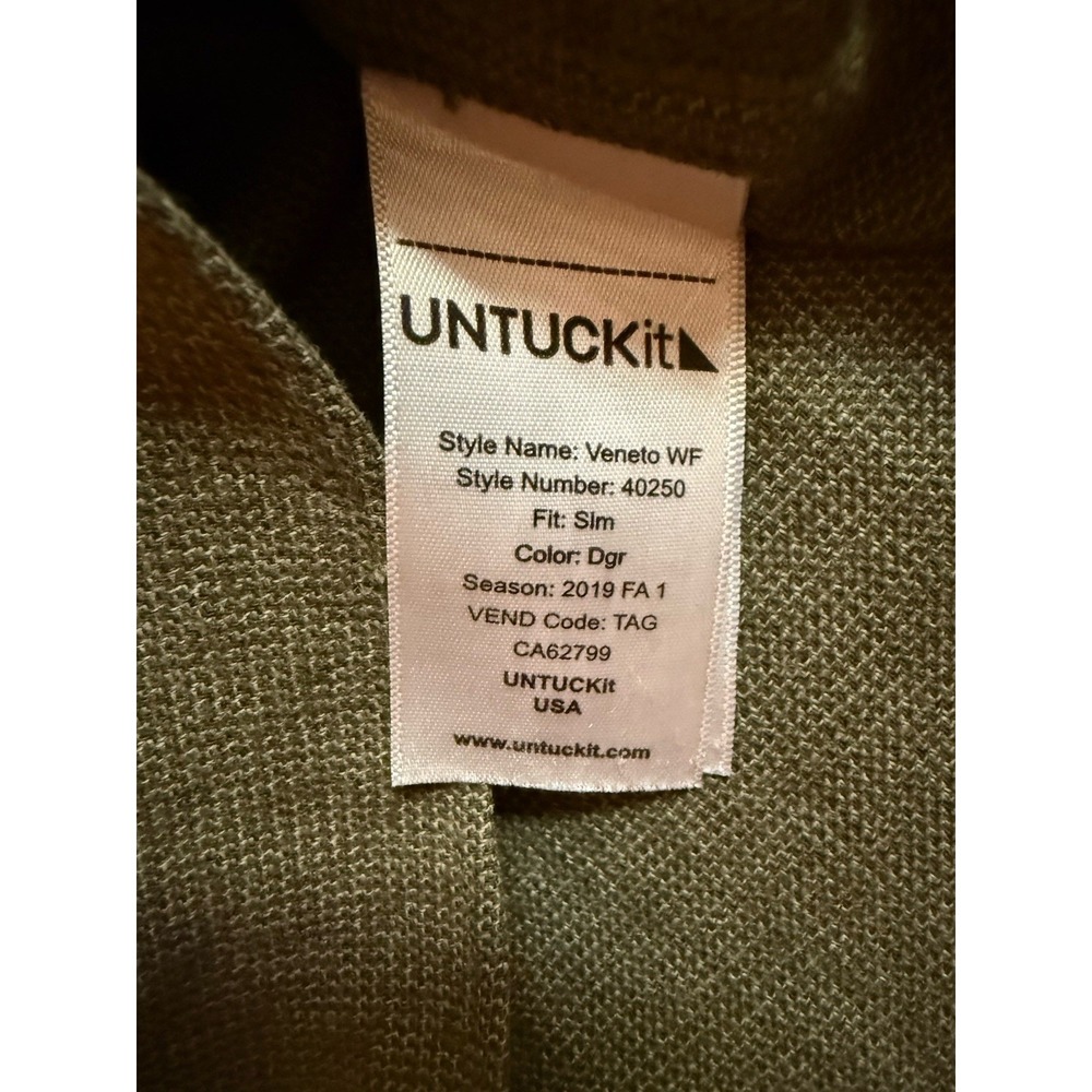 UNTUCKit Shirt Mens Large Slim Fit Olive Green Veneto Button Up Cotton - Picture 4 of 8